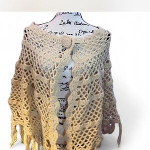 Free People Cream Crochet Poncho